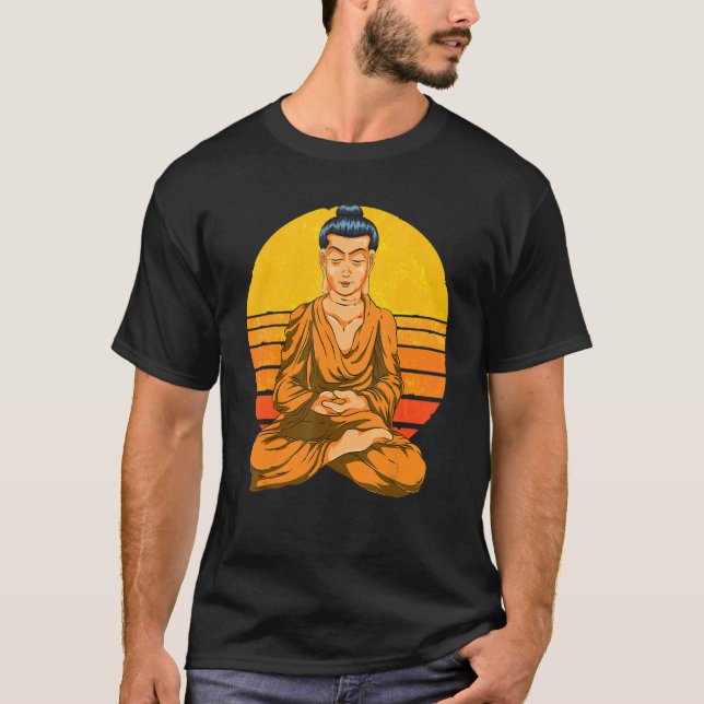 Buddhism Spiritual Meditation Buddhist Retro Sunse T-Shirt (Vorderseite)