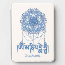 Buddhismus Mani-Mantra in Blau mit Mandala