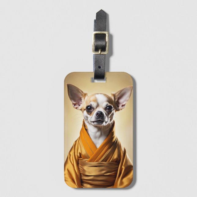 Buddhist Chihuahua Gepäckanhänger (Vorderseite Vertikal)