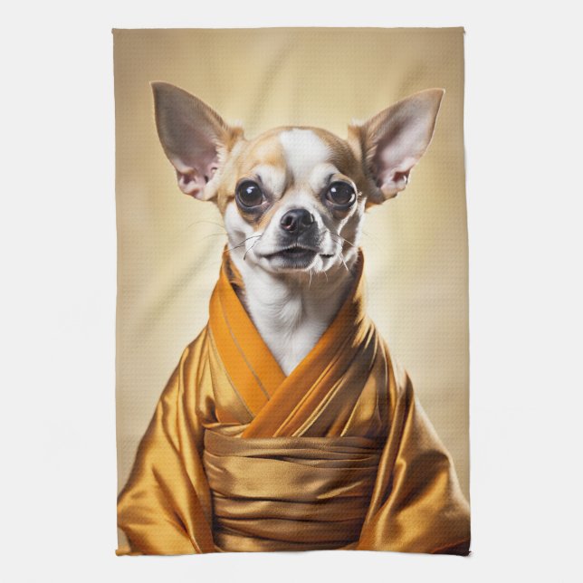 Buddhist Chihuahua Geschirrtuch (Vertikal)