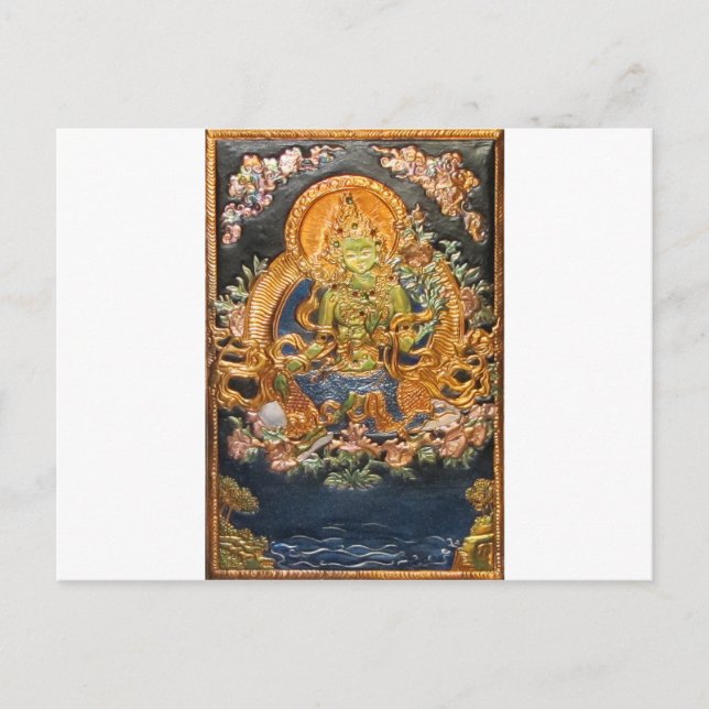 BUDDHIST GODESS GREEN TARA METALLIC INLAY POSTKARTE (Vorderseite)