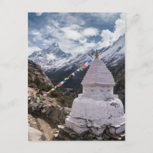 Buddhist Shrine & Prayer Flags, Himalaya Mountains Postkarte
