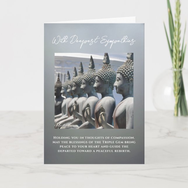 Buddhist Sympathy Card with Peaceful Buddha Statue Karte (Vorderseite)