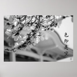 Buddhist Temple White Blume Alles ist Vanity B & W Poster