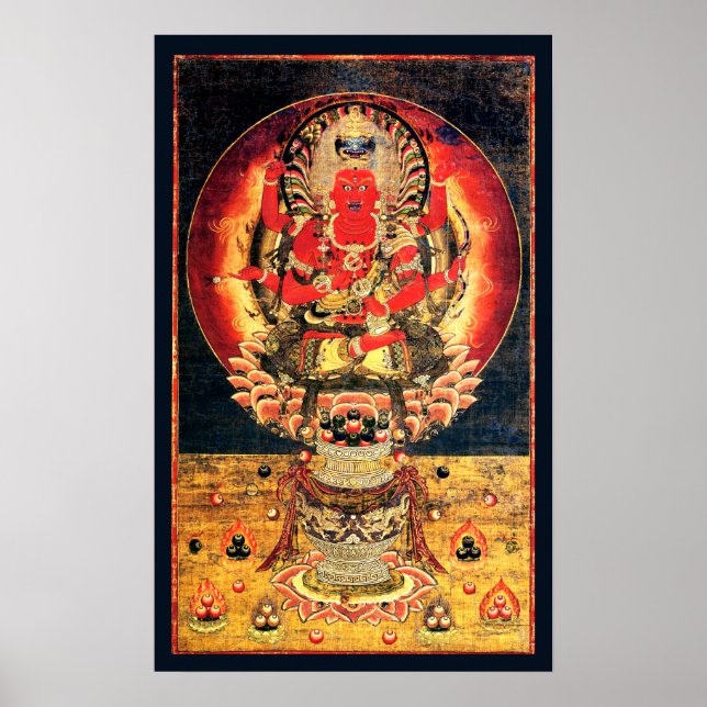 Buddhistische Aizen Myoo Malerei aus dem 14. Jahrh Poster (Vorne)