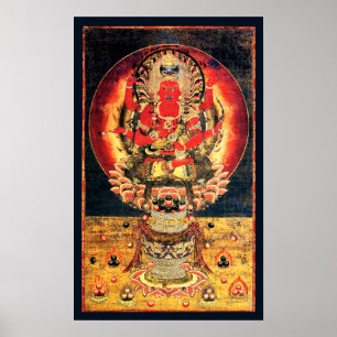Buddhistische Aizen Myoo Malerei des 14. Poster