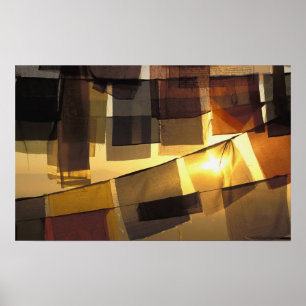 Buddhistische Gebetsfahnen im Sonnenuntergang, Poster