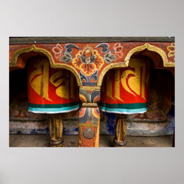 Buddhistische Gebetsrolle, Bhutan Poster (Vorne)
