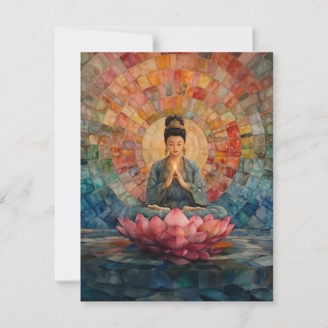 Buddhistische Göttin Guanyin Rainbow Portrait Art Einladung (Vorderseite)