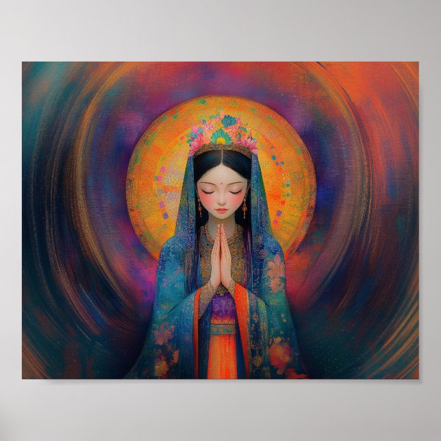Buddhistische Göttin Quan Yin Abstrakte Vortex-Mal Poster (Vorne)