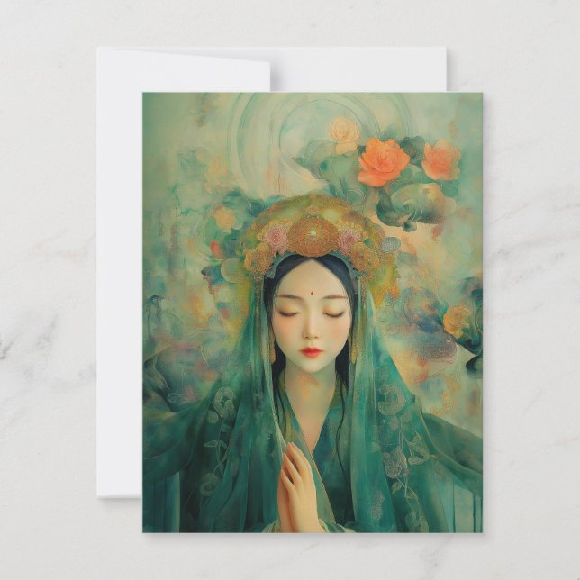 Buddhistische Göttin Quan Yin Portrait Malerei Art Einladung (Vorderseite)