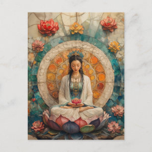 Buddhistische Göttin Quan Yin Portrait Malerei Art Postkarte