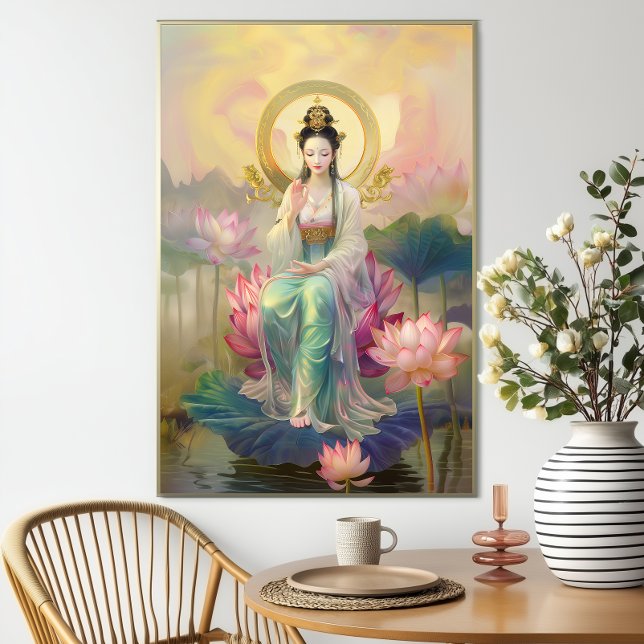 Buddhistische Göttin Quan Yin: Rosa Lotusgarten Poster (Von Creator hochgeladen)