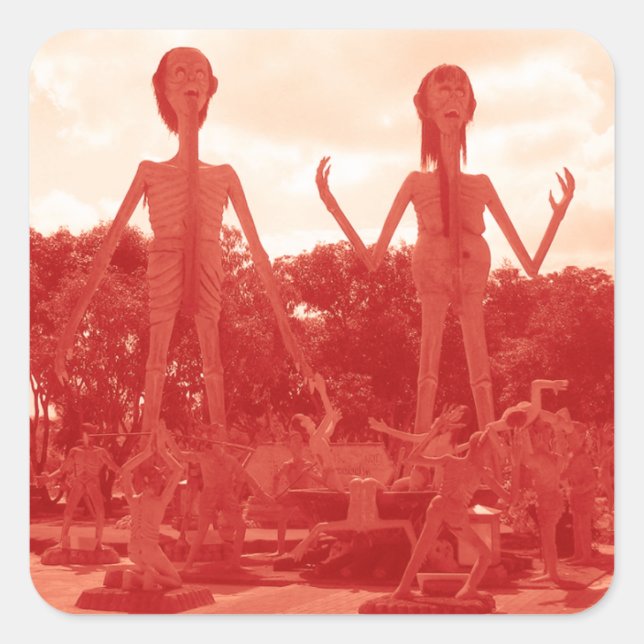 Buddhistische Hölle ... Thailand Quadratischer Aufkleber (Vorderseite)