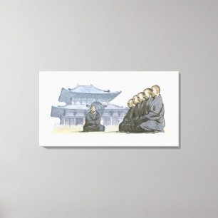 Buddhistische Mönche des Zens, die außerhalb des Leinwanddruck
