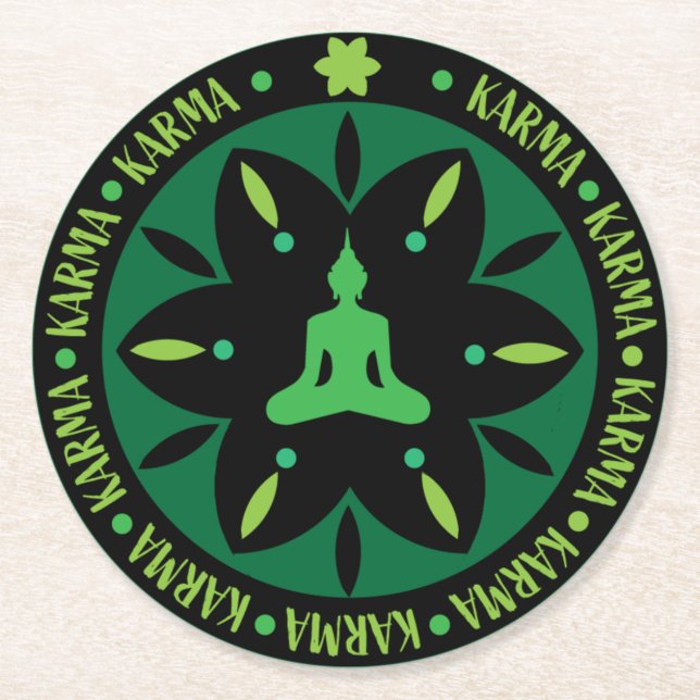Buddhistische Religion Karma - Buddhismus - sechs  Runder Pappuntersetzer (Vorderseite)