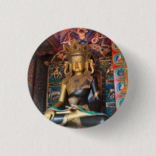 Buddhistische Statue im Litang-Kloster Button