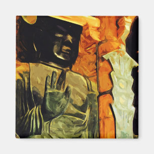 Buddhistische Statue im Temple Abstrakter Impressi Magnet