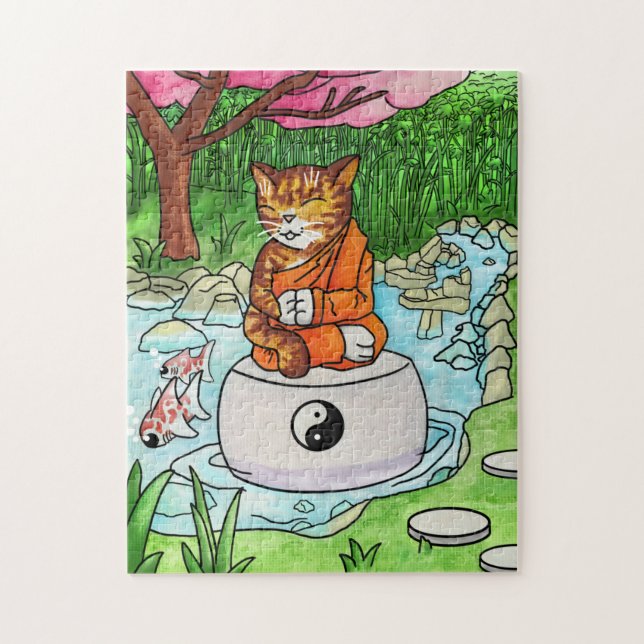 Buddhistische Tabby-Medizin-Katze Puzzle (Vertikal)