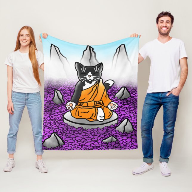 Buddhistische Tuxedo Meditation Cat Fleecedecke (Beispiel)