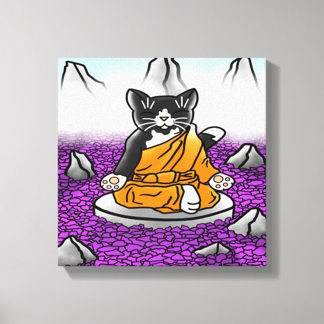 Buddhistische Tuxedo Meditation Cat Leinwanddruck (Vorderseite)