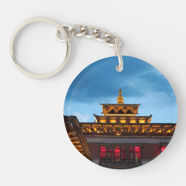 Buddhistischer Dzong-Dom Schlüsselanhänger (Vorderseite)