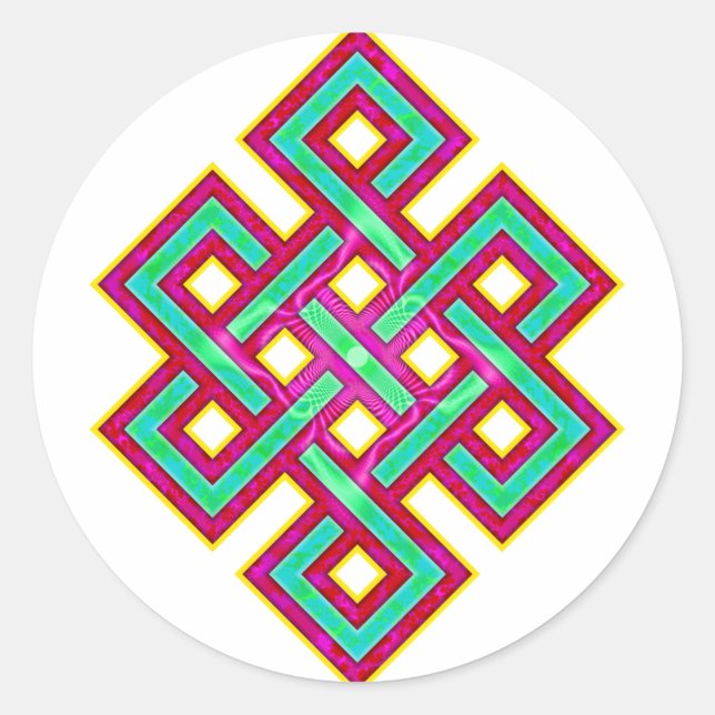 buddhistischer ewiger Knoten Runder Aufkleber (Vorderseite)
