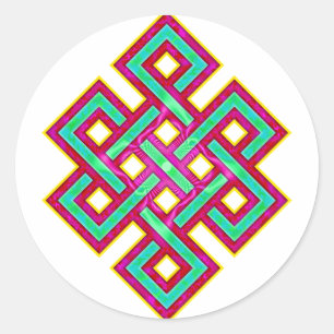 buddhistischer ewiger Knoten Runder Aufkleber