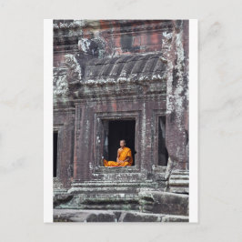 Buddhistischer Mönch meditiert Angkor Wat Postkarte