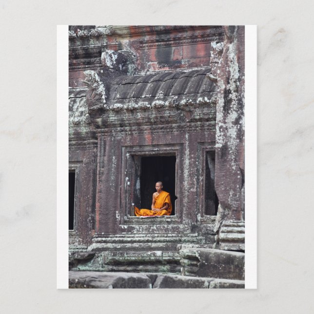 Buddhistischer Mönch meditiert Angkor Wat Postkarte (Vorderseite)