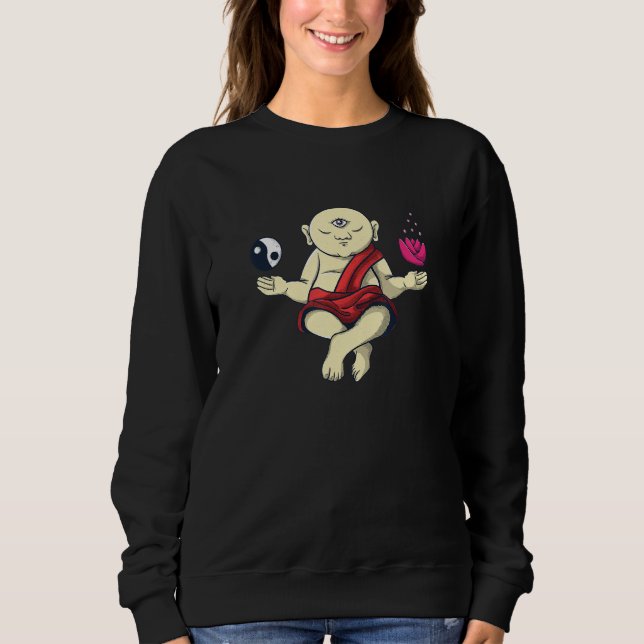 Buddhistischer Mönch Zen-Meditation Buddha Om Spir Sweatshirt (Vorderseite)