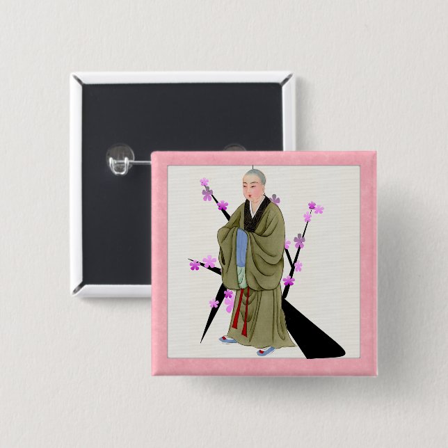 Buddhistischer Monk Button (Vorne & Hinten)