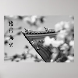 Buddhistischer Tempel Alles muss B & W Dach passie Poster