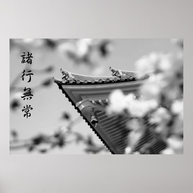 Buddhistischer Tempel Alles muss B & W Dach passie Poster (Vorne)
