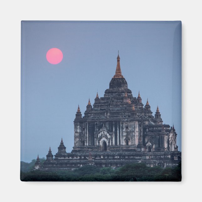 Buddhistischer Tempel bei Sonnenuntergang Magnet (Vorne)