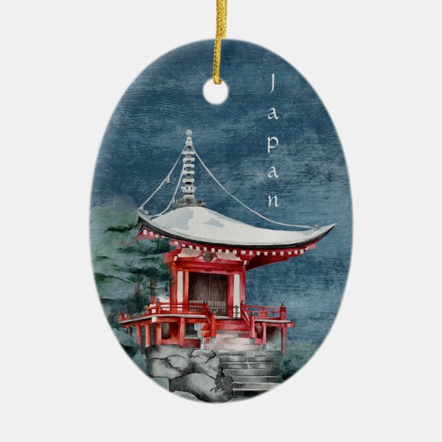Buddhistischer Tempel Traditionelle Weihnachten Keramik Ornament (Vorne)
