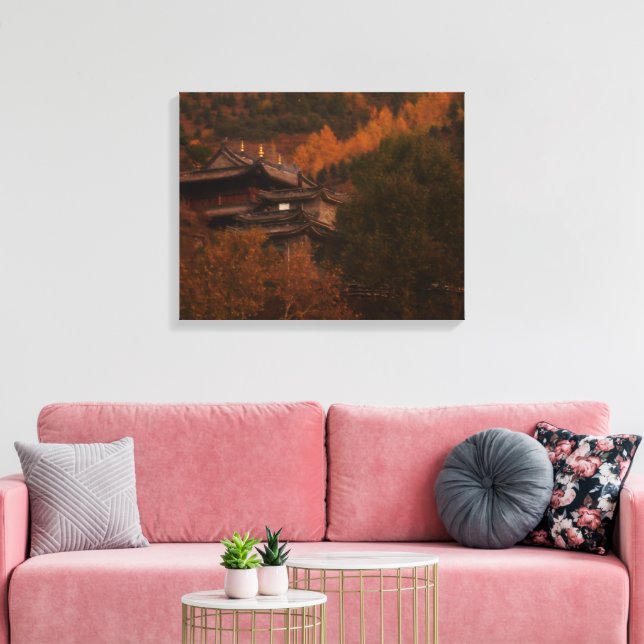Buddhistischer Tempel Wrapped Canvas Leinwanddruck (Insitu (Wohnzimmer))