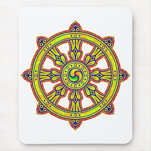 Buddhistisches Dharma Chakra Mousepad (Vorne)