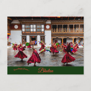 Buddhistisches Festival in Bhutan Postkarte