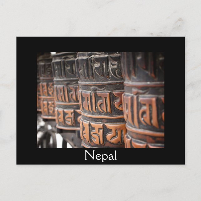 Buddhistisches Gebet Räder schwarzen Text Postkart Postkarte (Vorderseite)