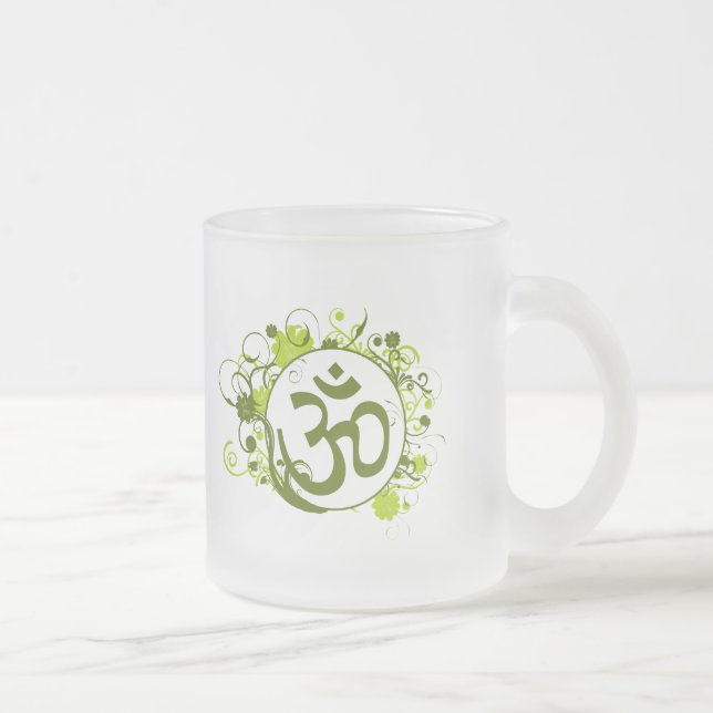 Buddhistisches grünes Blumenom Mattglastasse (Rechts)
