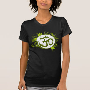 Buddhistisches grünes Blumenom T-Shirt