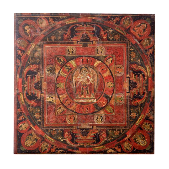 Buddhistisches Mandala des Mitgefühls Fliese (Vorderseite)