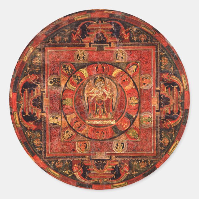 Buddhistisches Mandala des Mitgefühls Runder Aufkleber (Vorderseite)