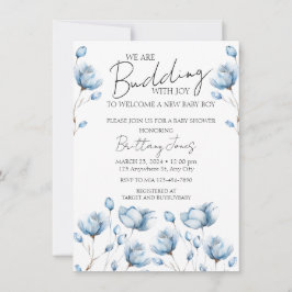 Budding mit Joy Blue Baby Dusche laden Einladung