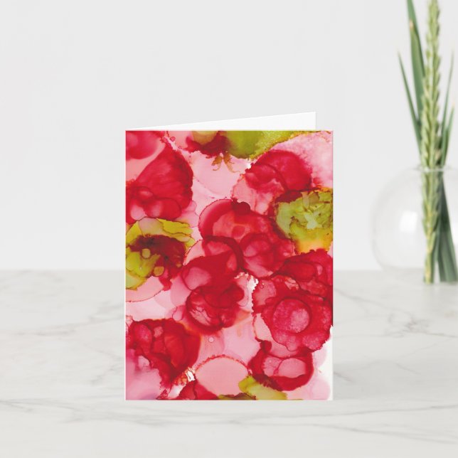 "Budding Red" - Alcohol Ink Art Print Karte (Vorderseite)