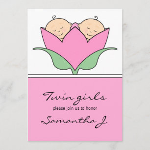 Budding Twins Baby Dusche Pink Tulip Einladung