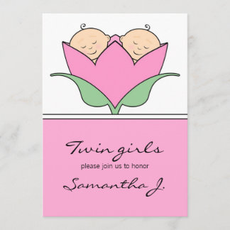 Budding Twins Baby Dusche Pink Tulip Einladung