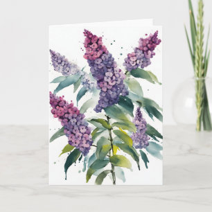 Buddleia - Aquarellblumen Karte