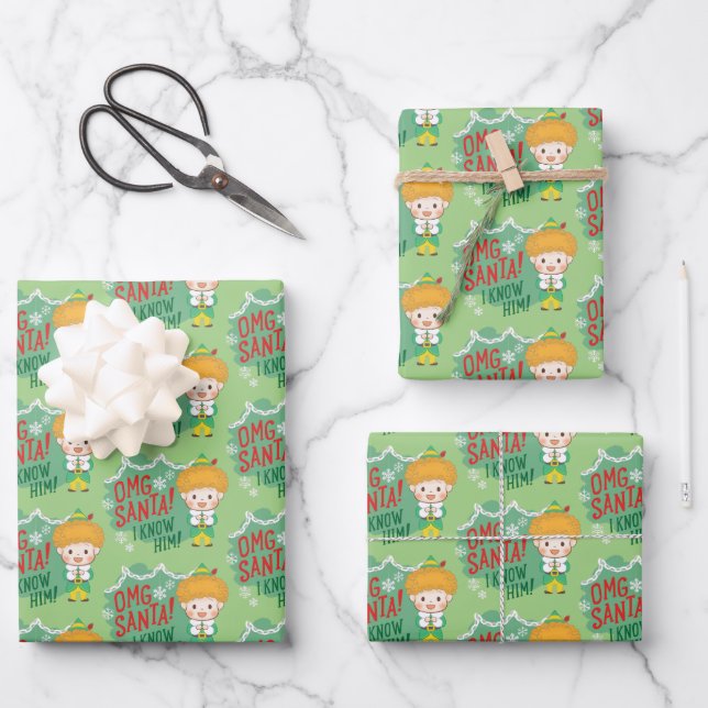 Buddy der Elf OMG Santa! Ich kenne ihn! Geschenkpapier Set (Vorderseite)